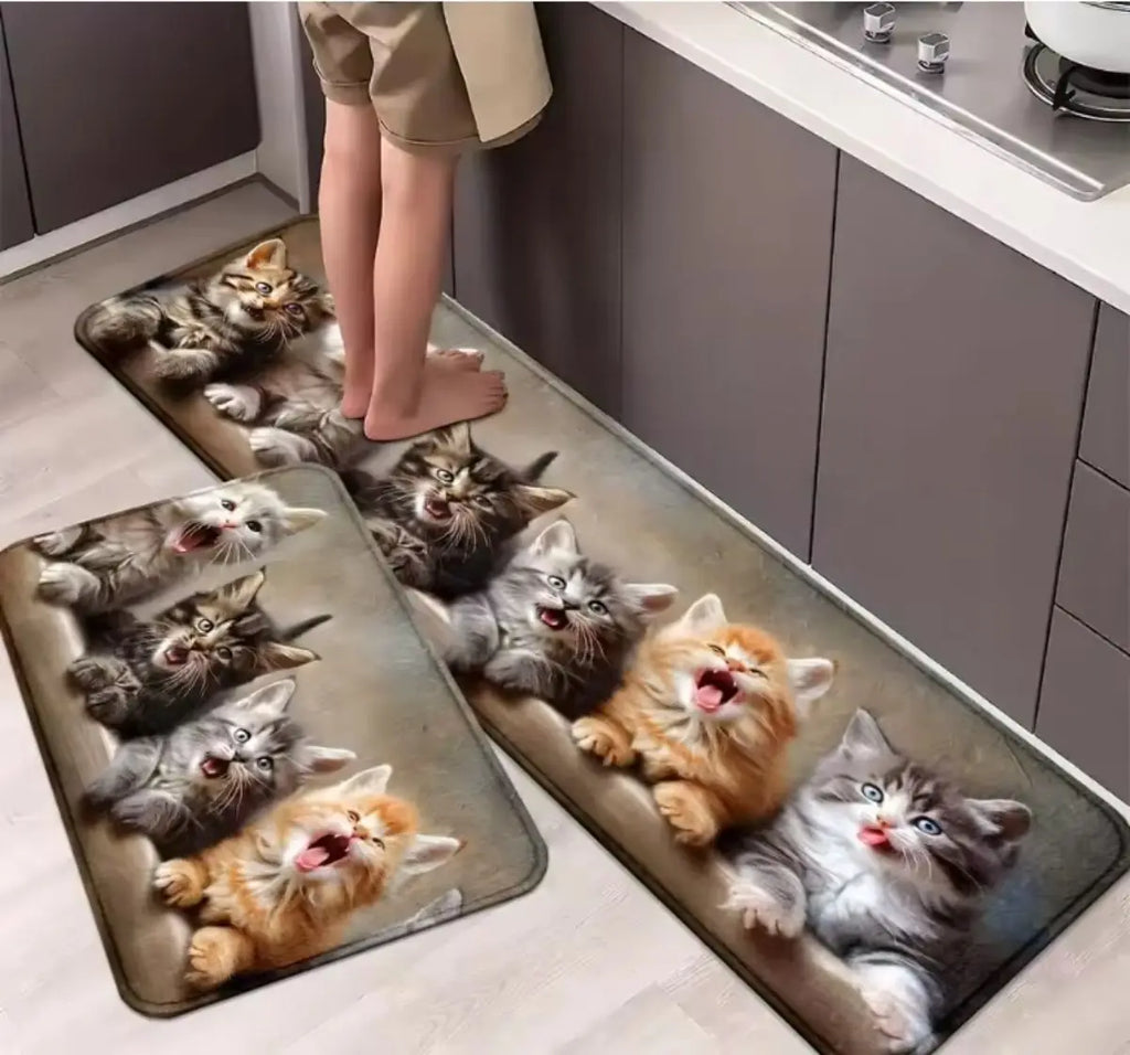 VIKAMA Cat Kitchen Rug – Soft Non-Slip Corridor & Laundry Room Floor Mat
