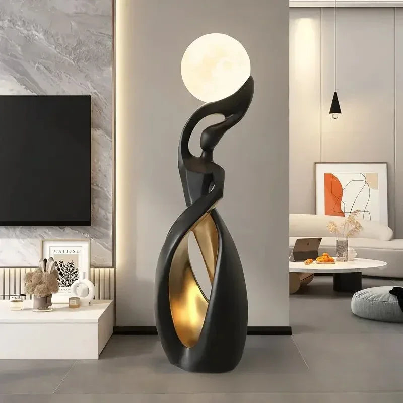 Sculptural Floor Lamp – 82 cm Black or Black-Gold