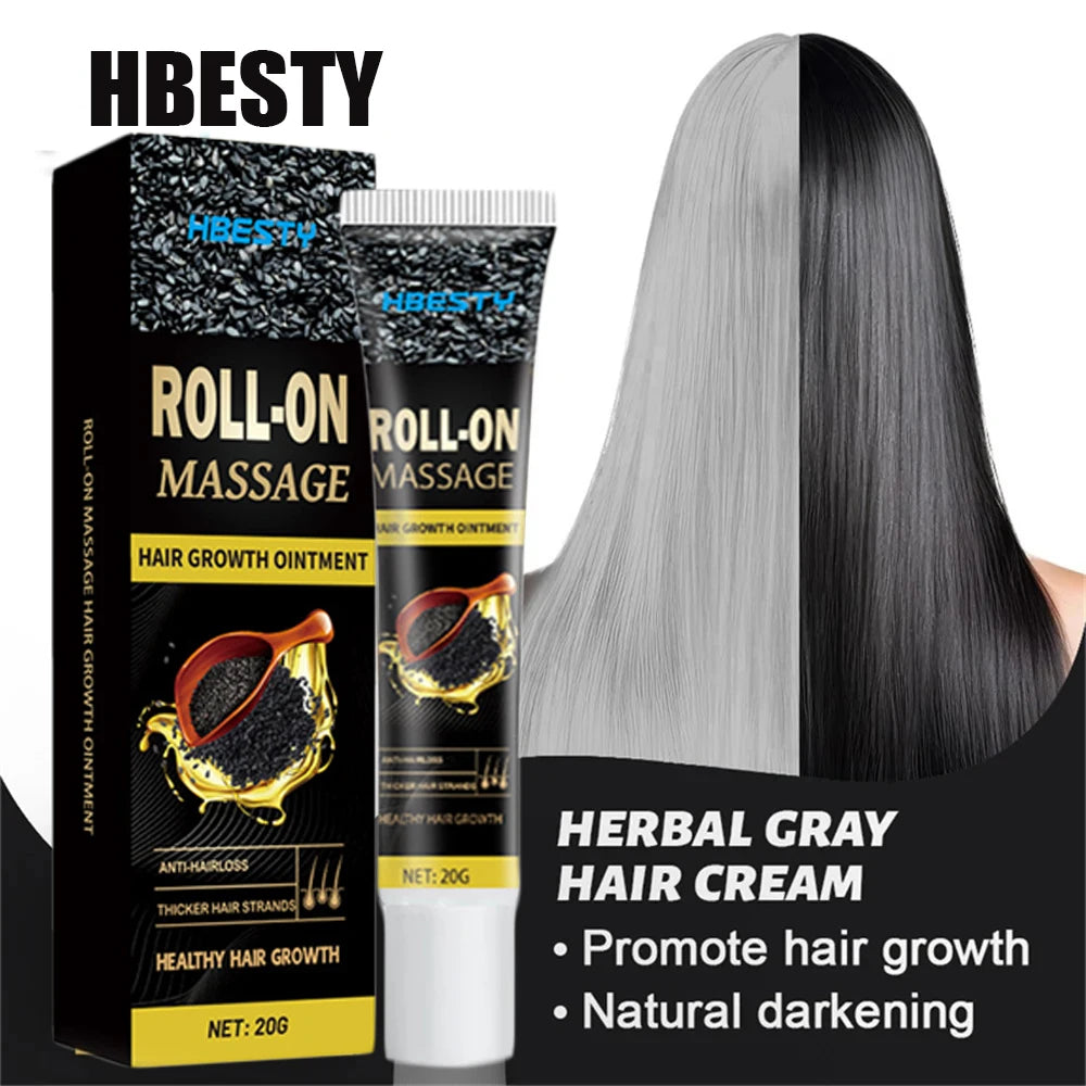 Herbal Anti-grey Hair Treatment Serum Cream White To Black Permanent Repair Natural Color Nourish Scalp Hair Care Products