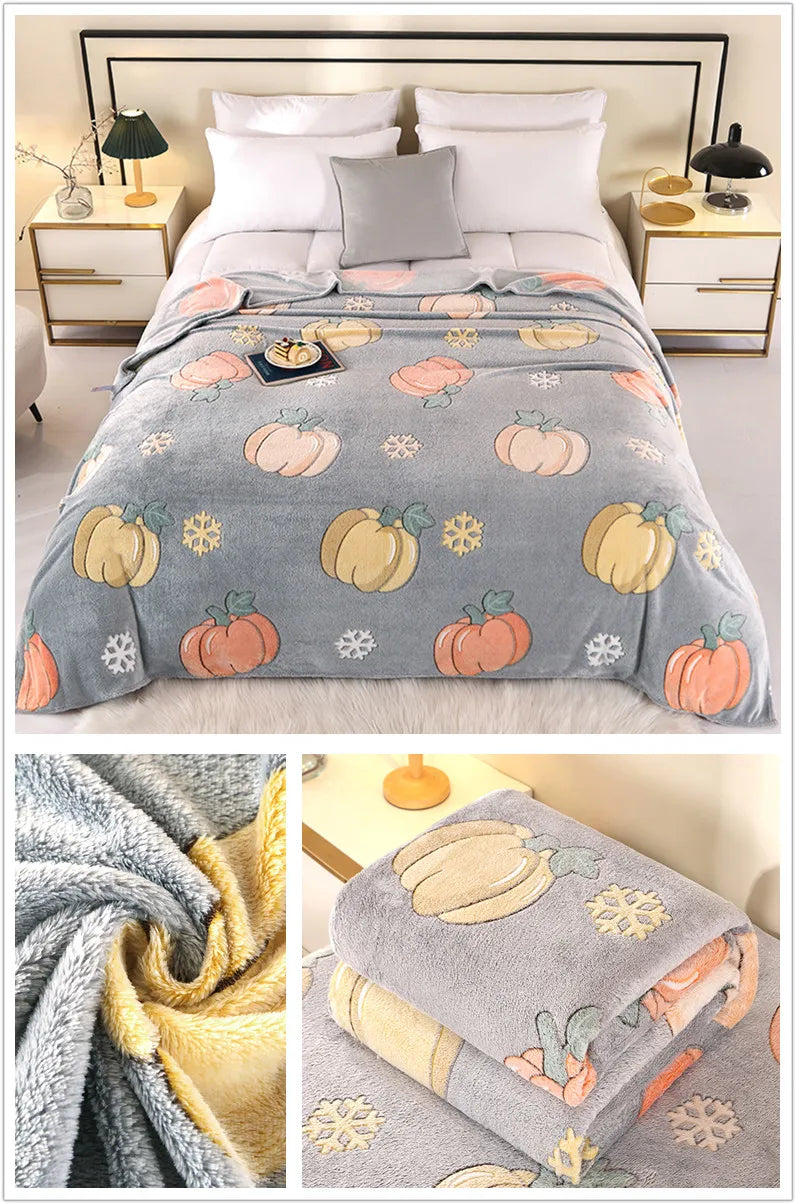 Floral Fleece Blanket – Warm Travel Shawl & Sofa Nap Blanket, Pet-Friendly, 70x100cm