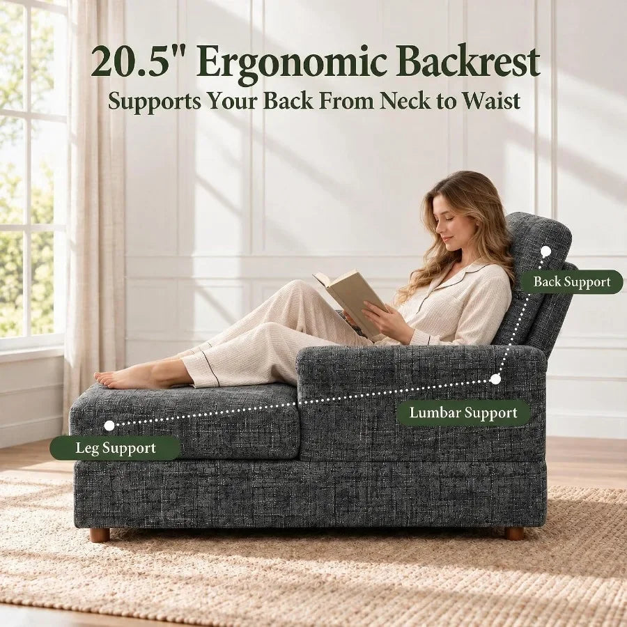 66.5-Inch Gray Sleeper Chaise with USB Charger
