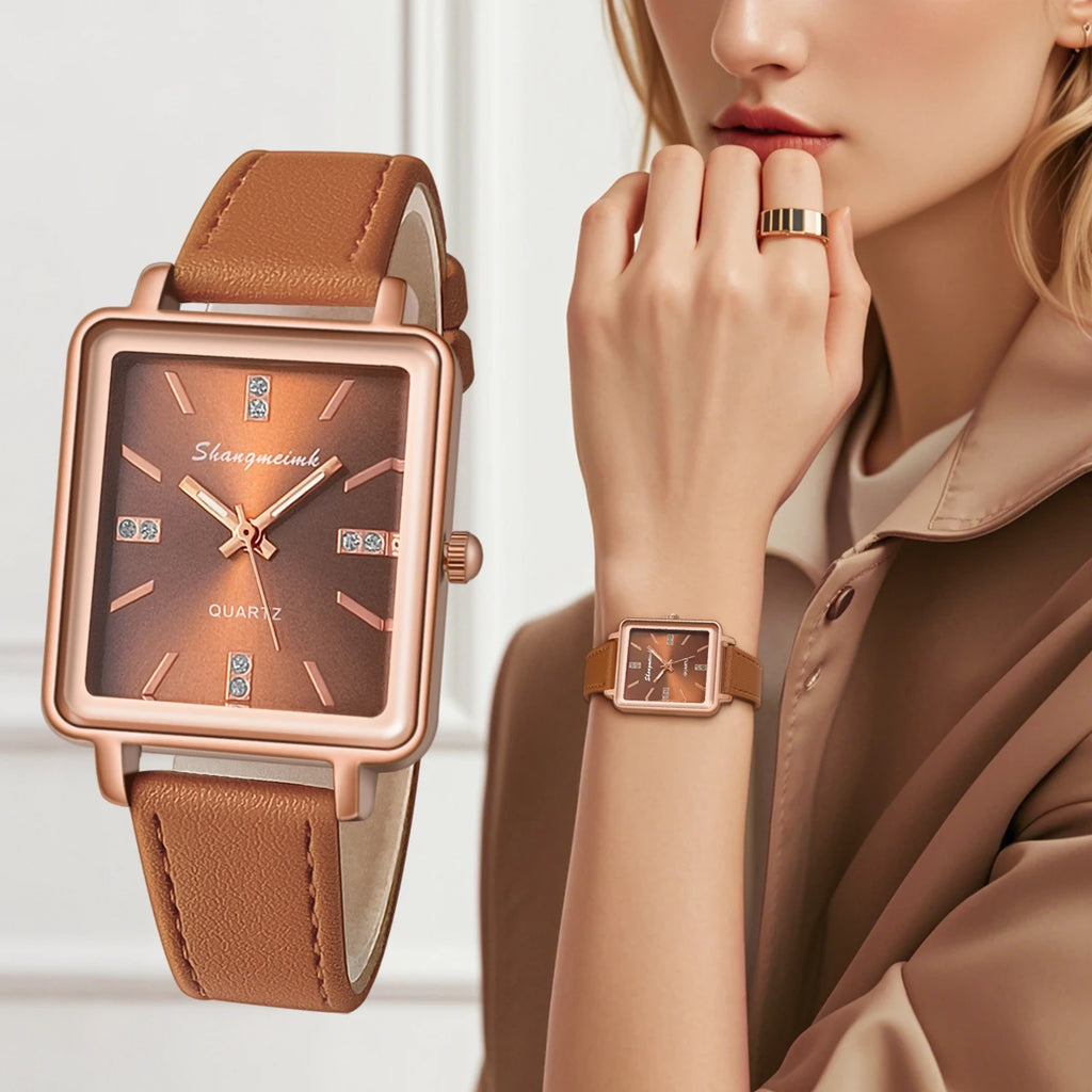 Minimalist Women's PU Leather Quartz Wrist Watch