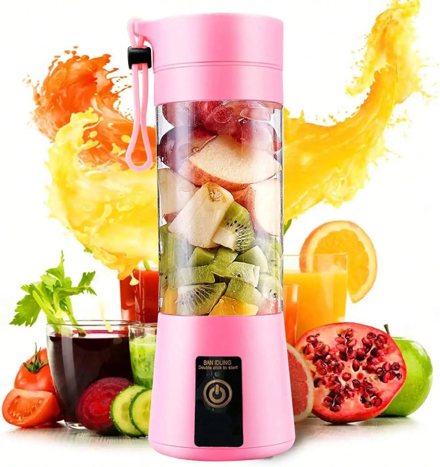 12-Blade Portable USB Juicer 500ML — Mini Personal Blender for Smoothies & Shakes