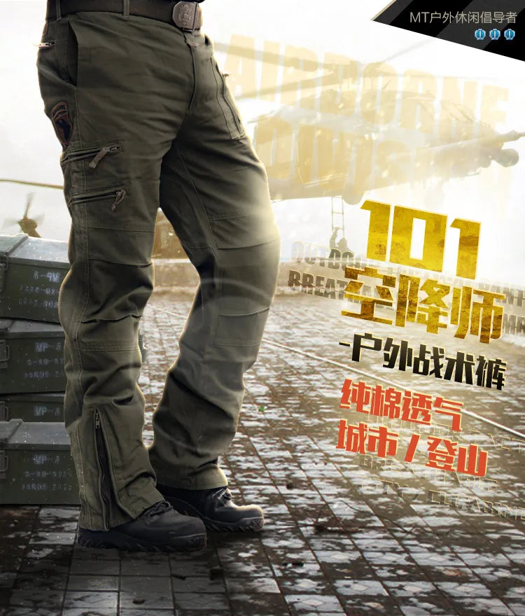 Men's Tactical Cargo Pants — Multi-Pocket Cotton Camouflage Outdoor Work Trousers
