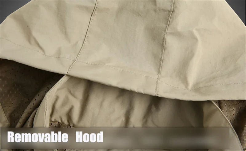 Men's Hooded Hiking Windbreaker – Multi-Pocket Jacket