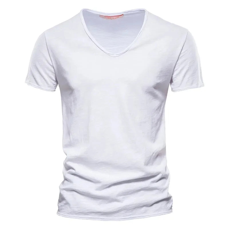 Men's 100% Cotton V-Neck Short Sleeve Tee — Classic Everyday T-Shirt