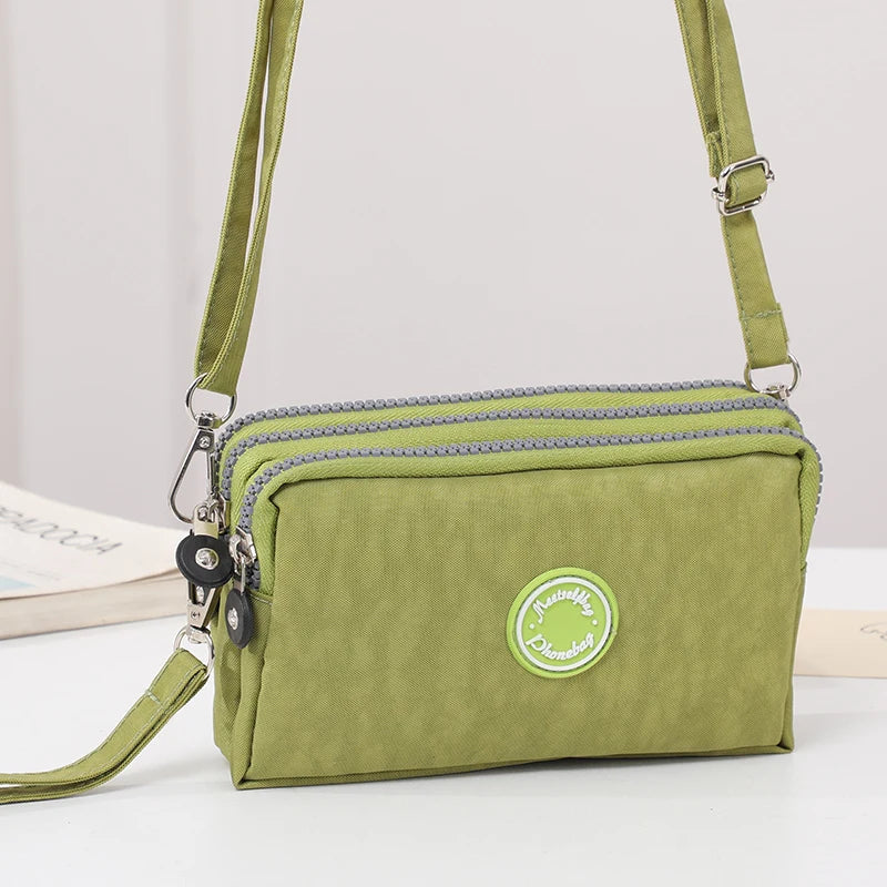 Fashion ladies crossbody bag  large capacity single shoulder bag with three zippers  phone and loose change storage bag