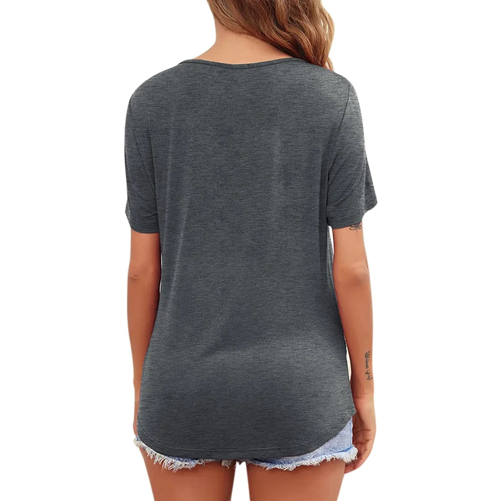 Women's Maternity Nursing Top – Short Sleeve Asymmetrical Flap Breastfeeding T-Shirt