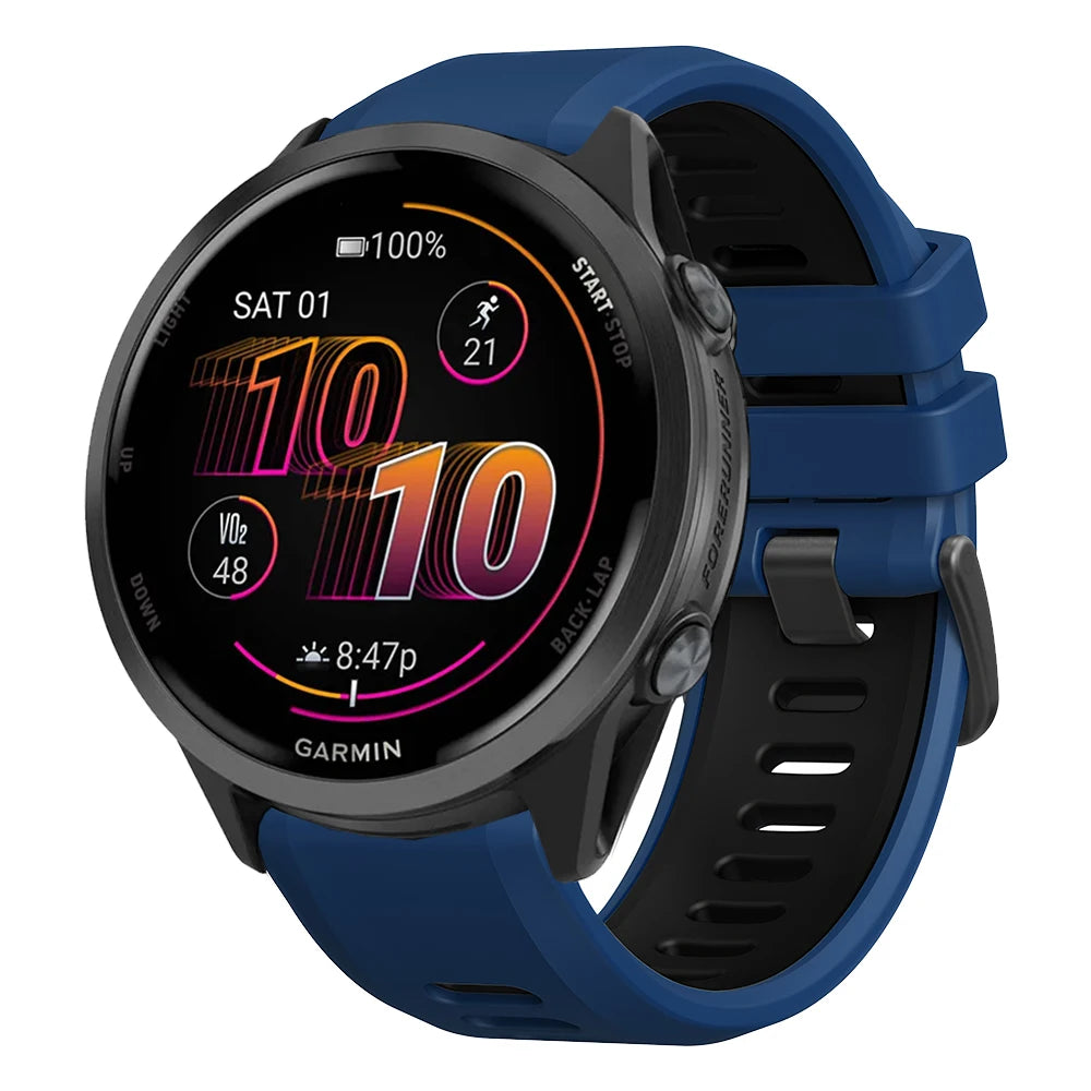 Two-Tone Silicone Sport Watch Band for Garmin Forerunner 265/255/570 & Venu 2/3 | 22mm Quick Release Strap