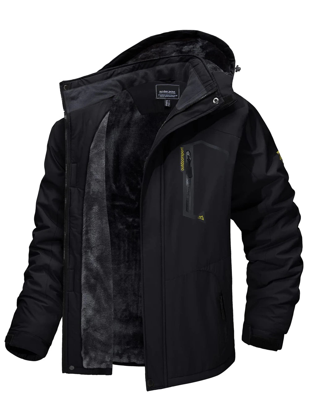 TACVASEN Fleece-Lined Mountain Hiking Jacket – Removable Hood Ski Snowboard Parka for Men