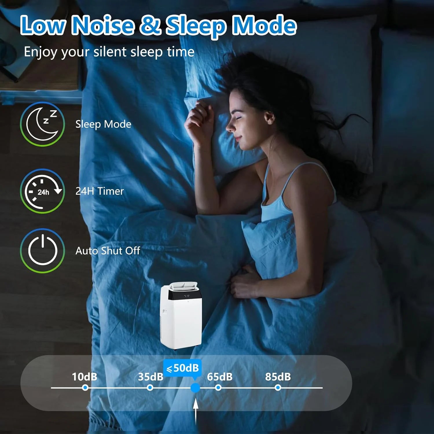 14,000 BTU Portable Air Conditioner — 3-in-1 Free-Standing AC Unit with Fan, Dehumidifier, Remote & Sleep Mode