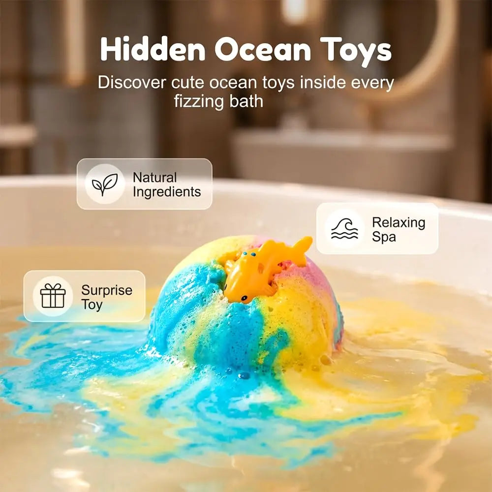 Ocean Bath Bombs for Kids – 12-Pack with Surprise Toy Inside, Easter & Gift Set