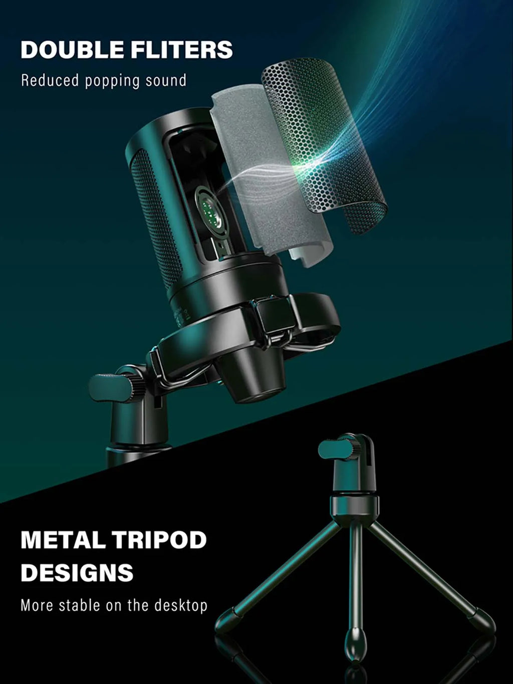 AmpliGame RGB USB Gaming Microphone with Mute — FIFINE A2