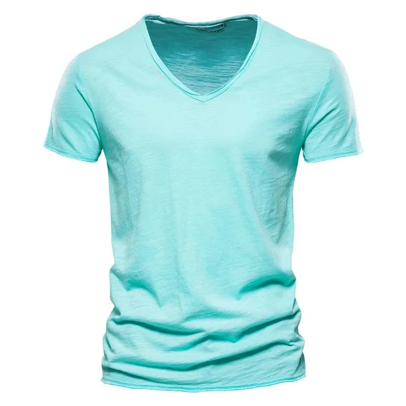 Men's 100% Cotton V-Neck Short Sleeve Tee — Classic Everyday T-Shirt