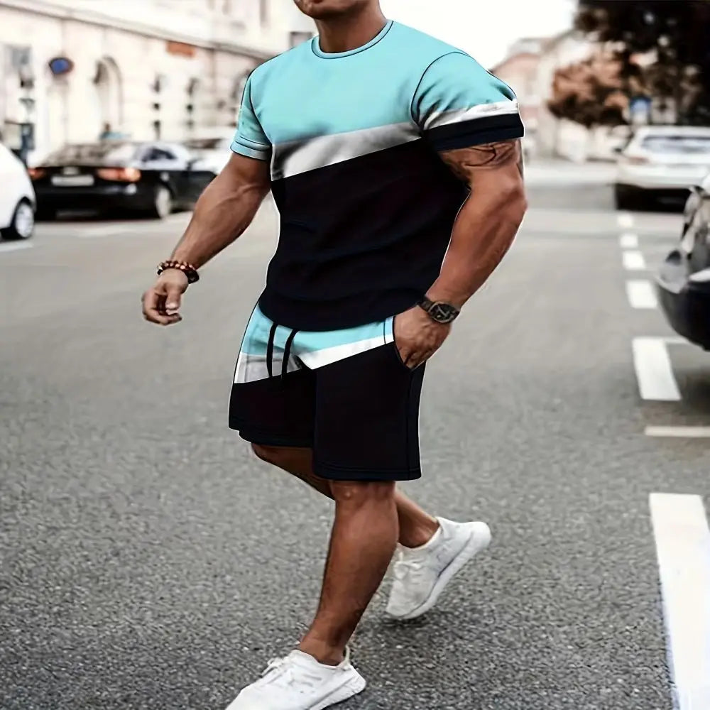 Men's 3D Print T-Shirt & Shorts Set – Loose Breathable Fashion Summer Sport Casual Suit