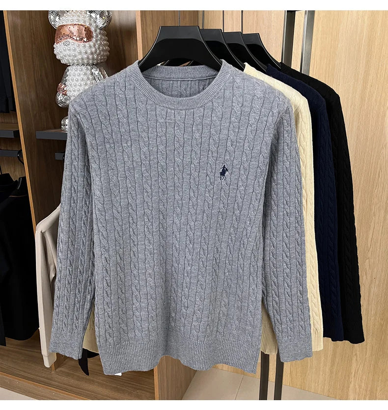 Men's Luxury Pony Embroidery Knit Sweater — Premium Detail Knitwear