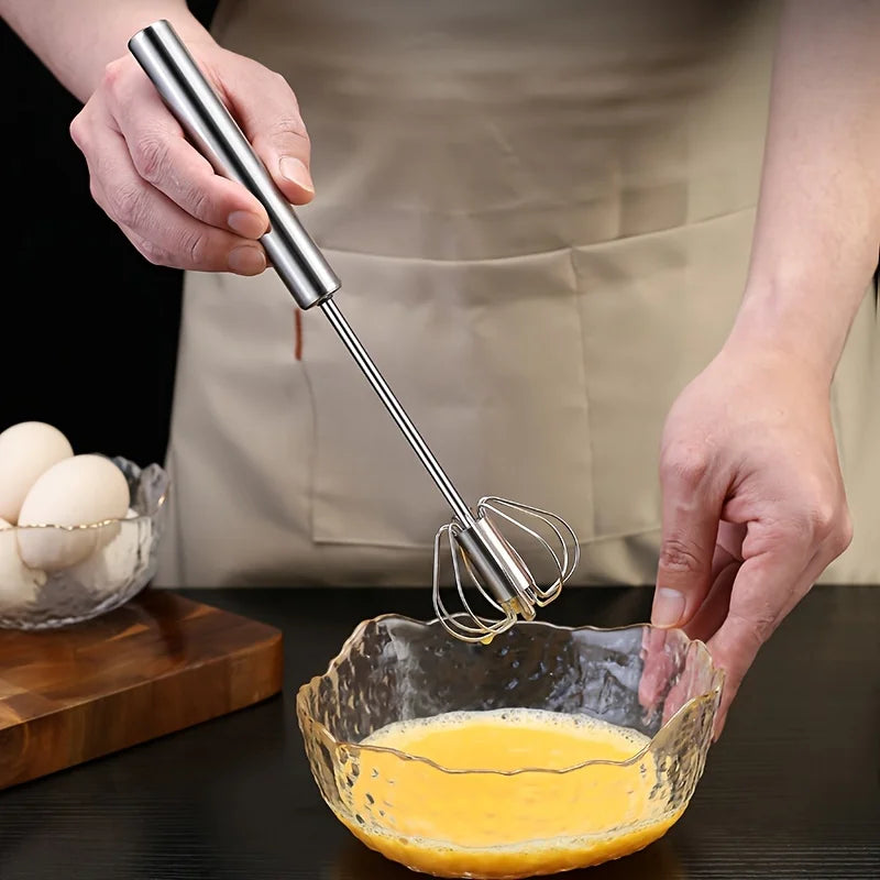 Whisk Faster. Bake Better. — Stainless Steel Semi-Automatic Egg Beater | S/M/L Sizes, Hand Push Mixer, Milk Frother, Kitchen Baking Tool