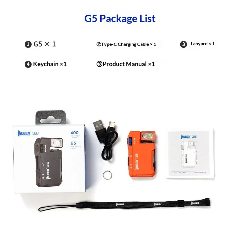 WUBEN G5 Premium EDC Flashlight – 400 Lumens, RGB, Titanium Alloy & Collector Edition Variants