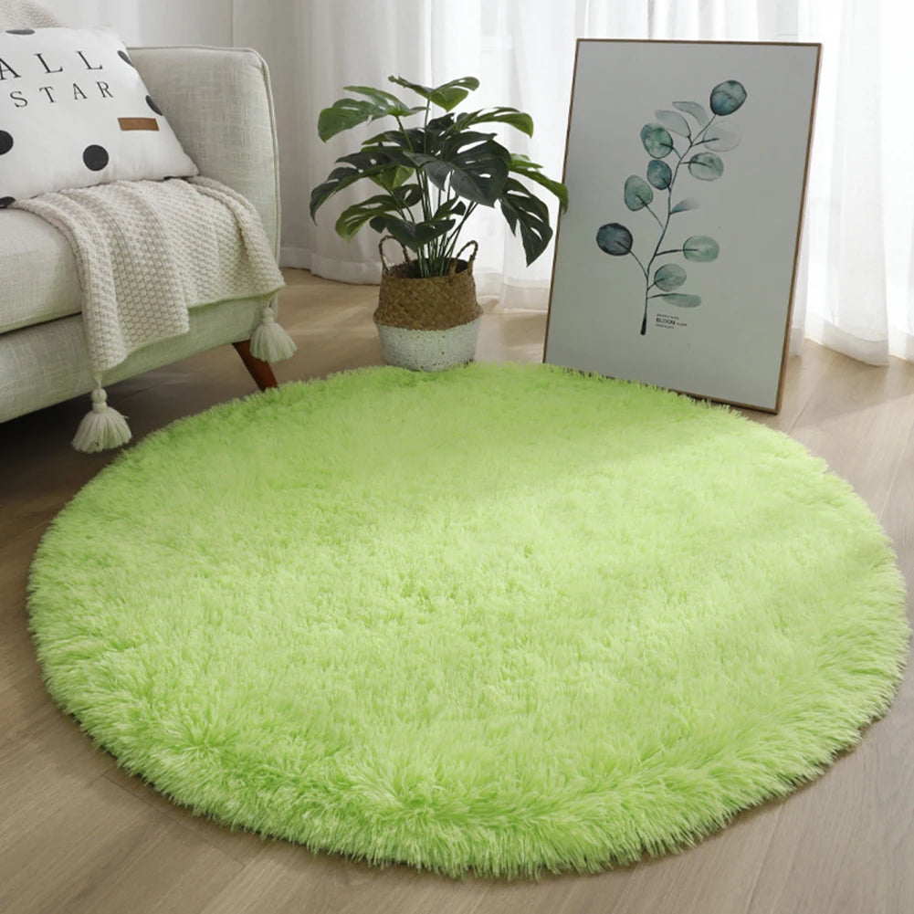 Super Soft Shaggy Area Rug – Anti-Slip 4cm Pile Round Rug for Living Room & Bedroom, 12 Colors & 3 Sizes