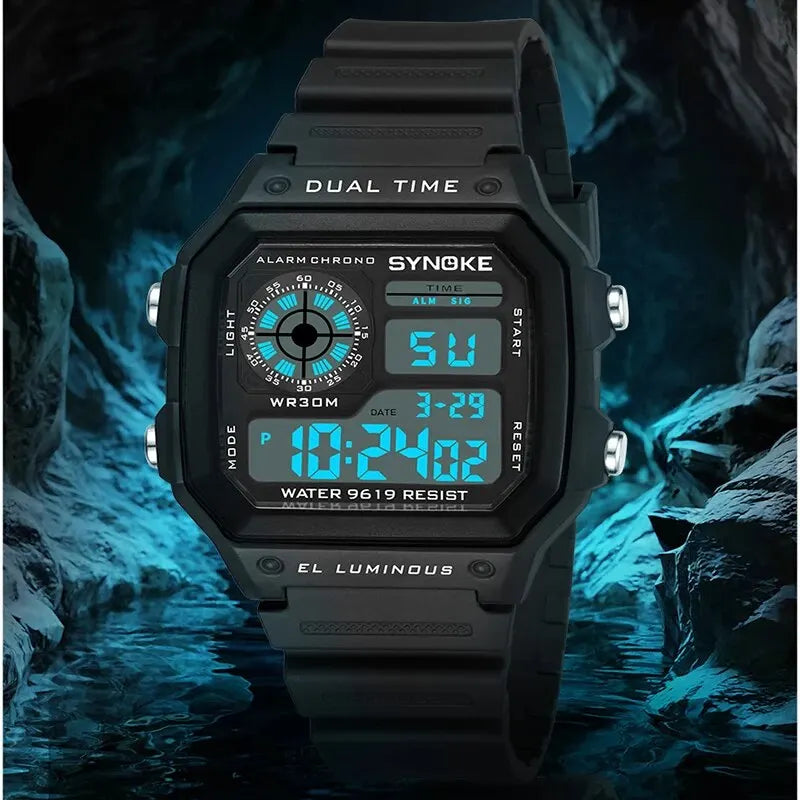 SYNOKE Digital Sport Watch | Luminous Multifunction Waterproof Seven Color LED Wristwatch