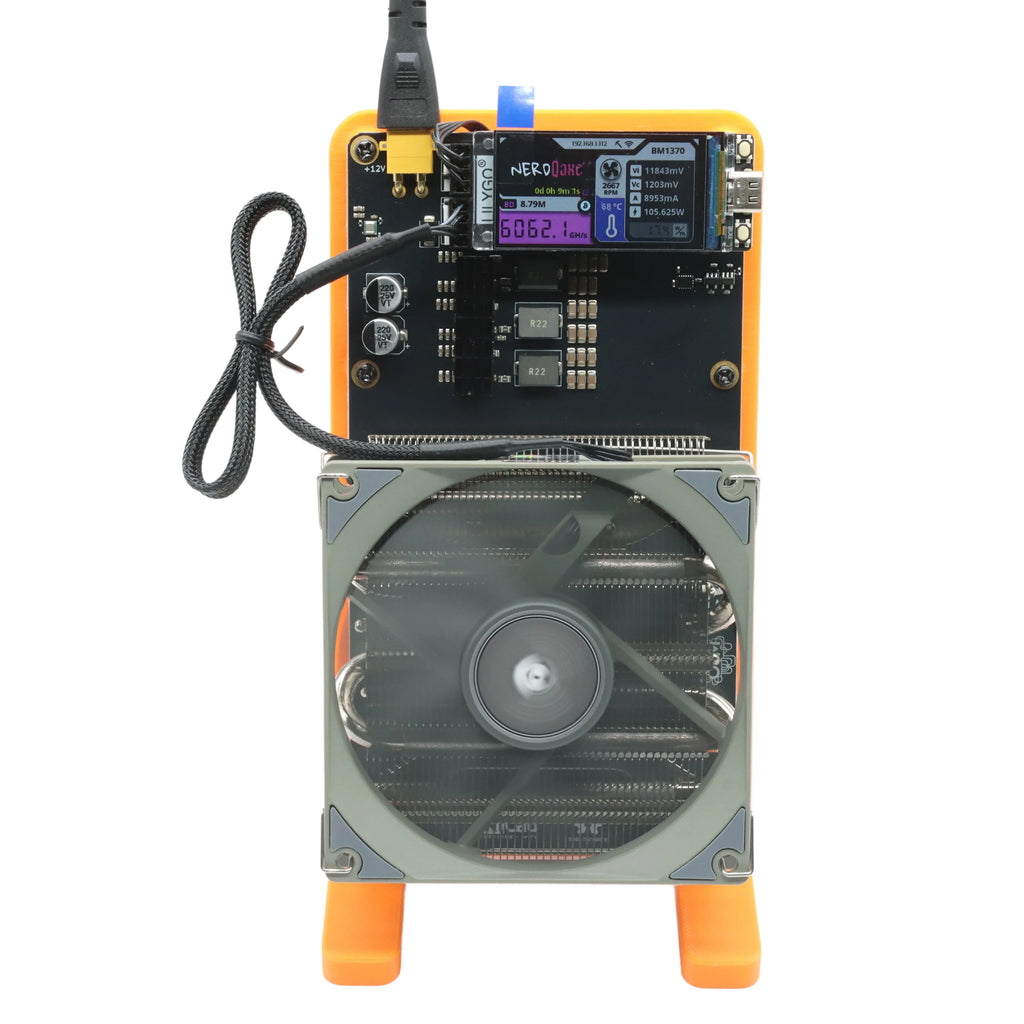 NerdQaxe++ Rev6.1 Bitcoin Solo Miner – 6 TH/s, 100W, 4× BM1370 ASIC, Wi-Fi, LCD Display