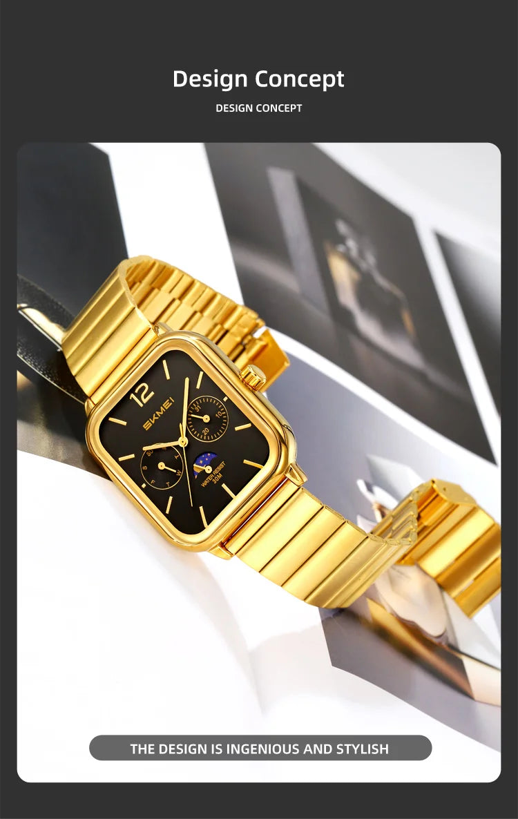 SKMEI Men's Luxury Business Quartz Watch | Waterproof Calendar Week Display Casual Wristwatch