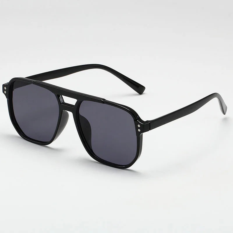 Vintage Unisex Square Sunglasses — UV400 Black Lens Fashion Shades for Men & Women