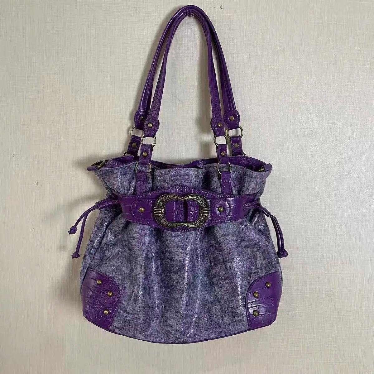 ABQP Vintage Distressed Large Capacity Underarm Tote Crossbody Bag – Designer Shoulder Handbag for Women