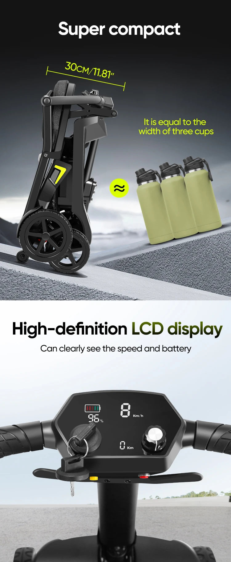 Lightweight 4-Wheel Mobility Scooter, Foldable