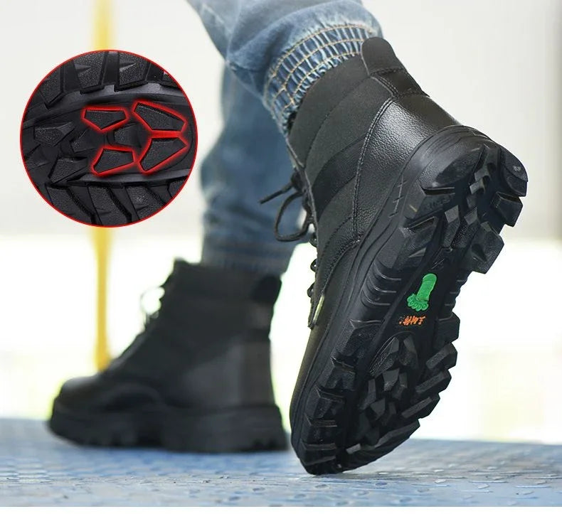 Men's Retro Leather Ankle Boots — Lace-Up Microfiber Business Booties with Rubber Sole