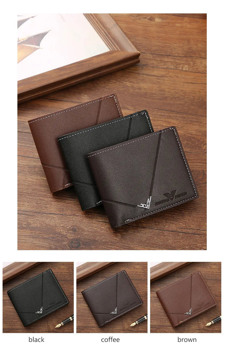 Men's Slim Money Clip Bifold Wallet – Leather Card Holder & Multi-Card Business Wallet