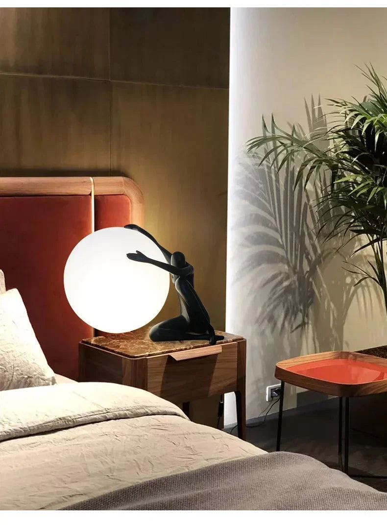 Sculptural Globe Lamp – Figure and Frosted Glass