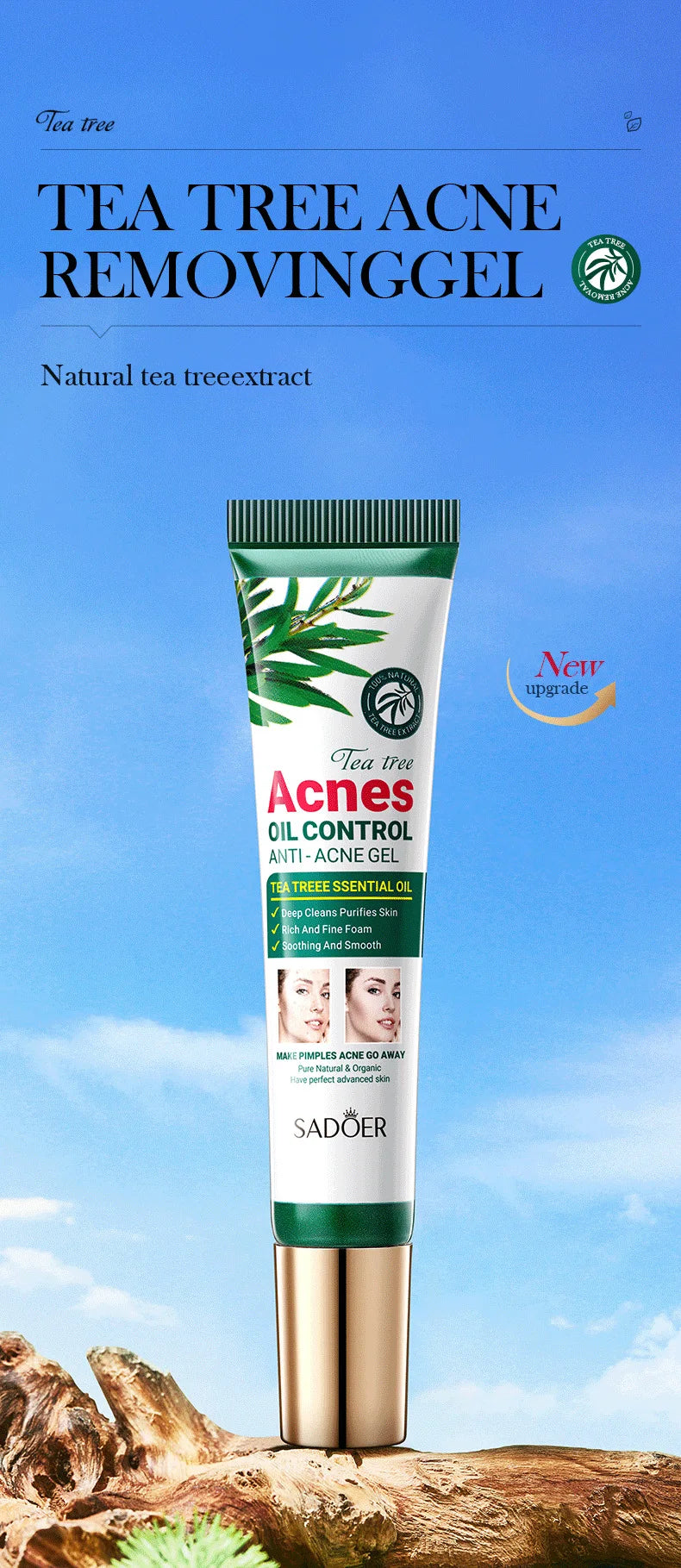 SADOER Tea Tree Acne Clearing Facial Gel Cream