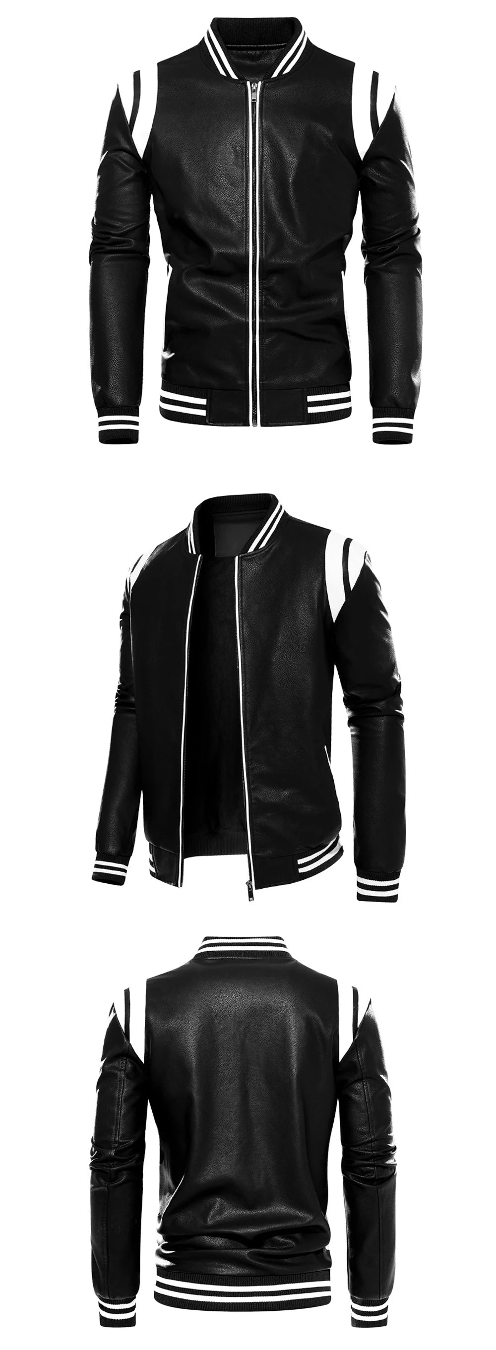 Men's Patchwork Faux Leather Jacket – Cotton Lined