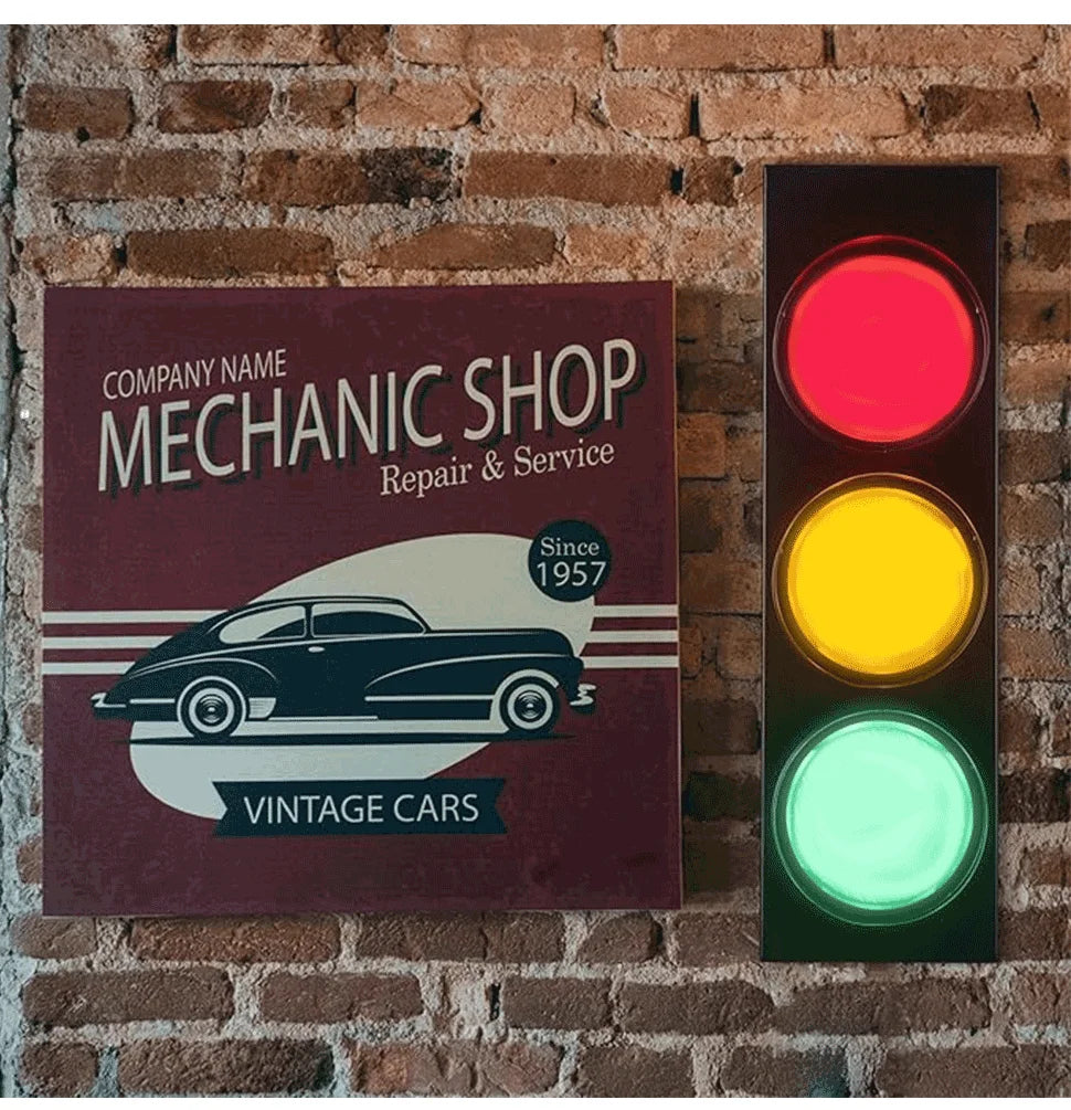Traffic Light Wall Lamp – LED & Remote Control