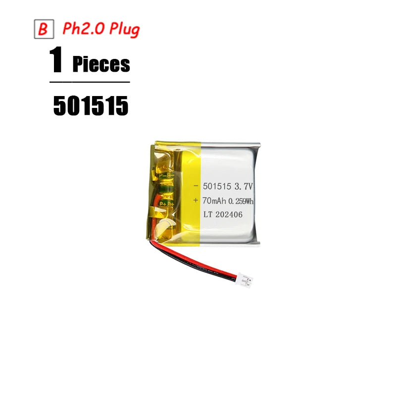 3.7V LiPo Rechargeable Battery – PH2.0 Plug for GPS, Bluetooth Speaker, PS4, Humidifier & MP3/MP4