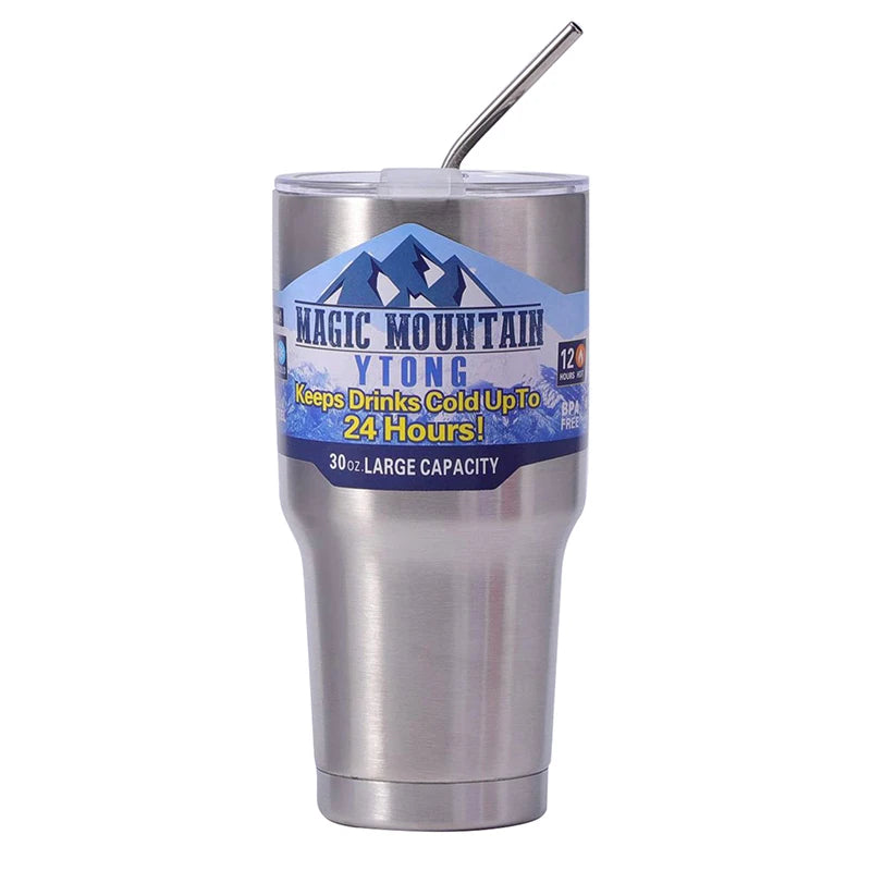 900ml Vacuum Insulated Stainless Steel Thermos Cup with Straw – 12–24 Hour Travel & Car Bottle, BPA-Free