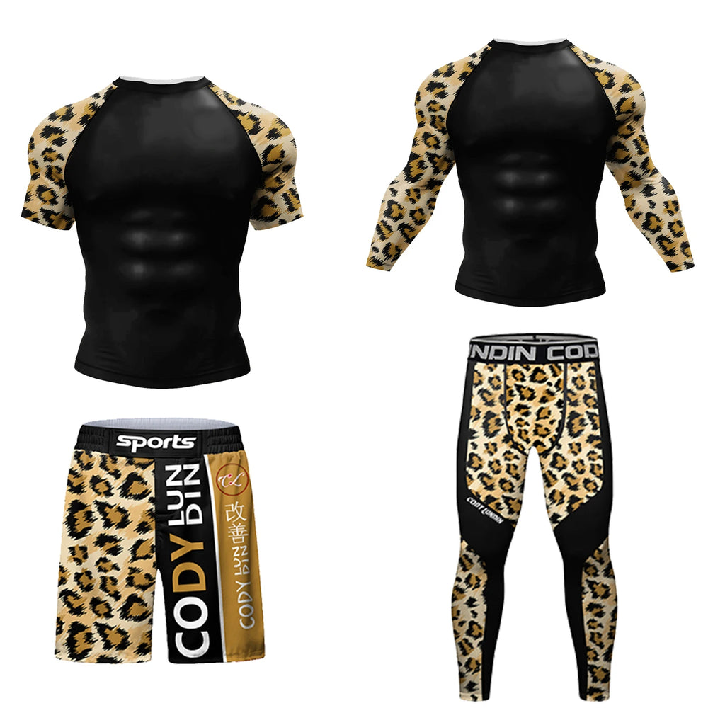 MMA BJJ Rash Guard 3D Print Compression T-Shirt & Pants – Durable Boxing Jogging Tracksuit