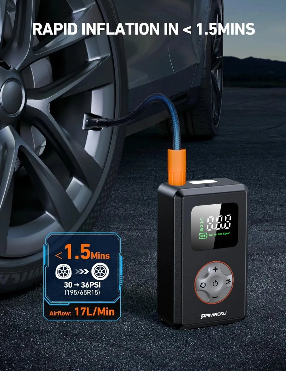 Cordless Tire Inflator with Digital Gauge, 150 PSI