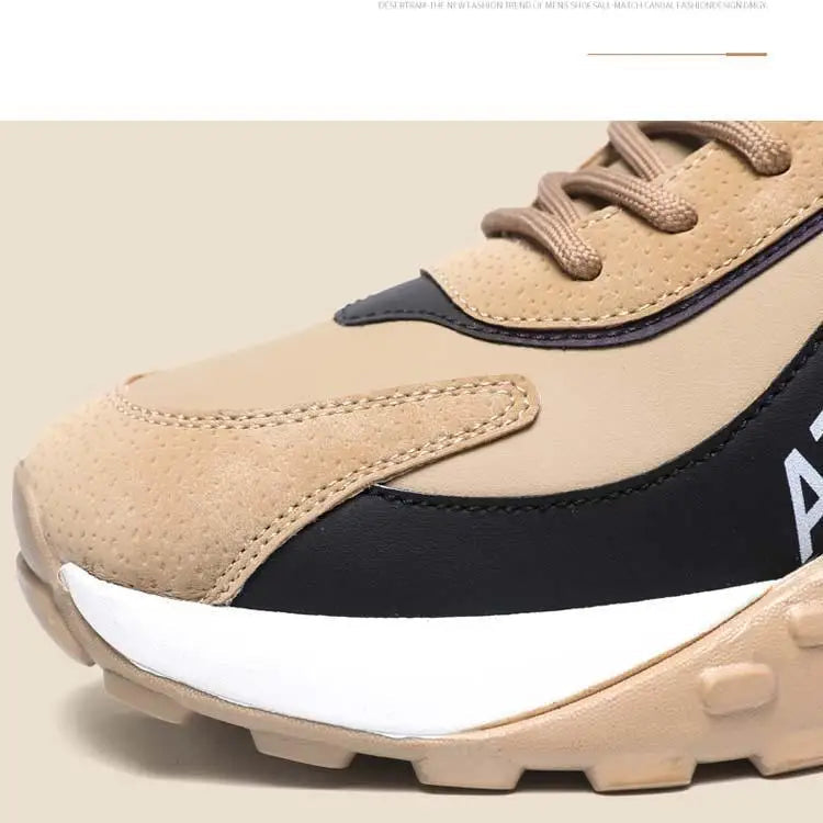 Men's Breathable Faux Leather Lace-Up Sneakers