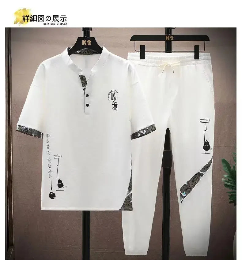 Men's Cotton Shirt & Trousers 2-Piece Set – High Quality Summer Fashion Suit M–4XL