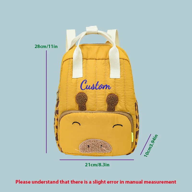 Custom Embroidered Heart Quilted Backpack – Personalized Cartoon Casual Bag