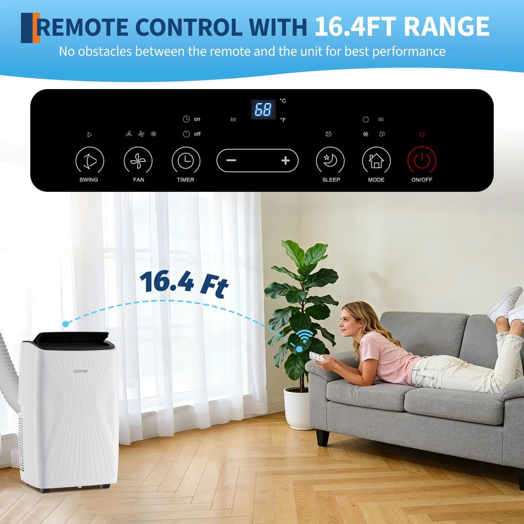 12,000 BTU Portable Air Conditioner — 3-in-1 Free-Standing AC with LED Display, 24H Timer, Remote & Window Kit for Home & Office up to 550 Sq Ft