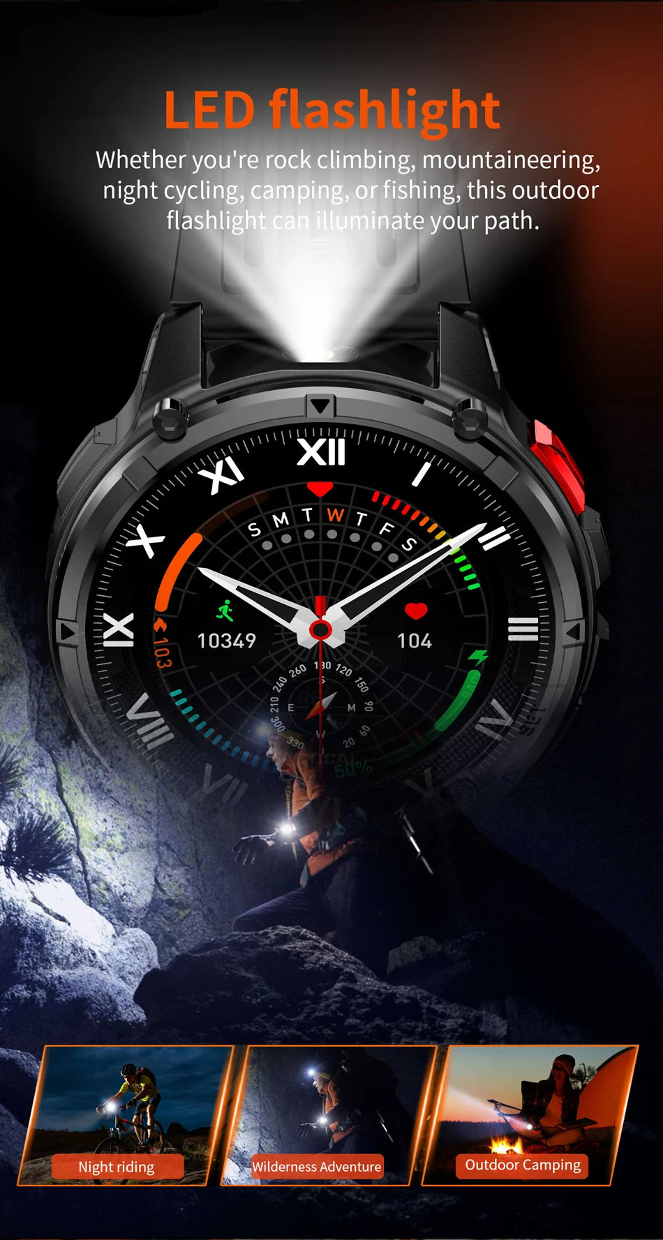 T-Rex3 Pro GPS Military Smartwatch – 1100mAh, 5ATM Waterproof, Sports Run Tracker & Compass