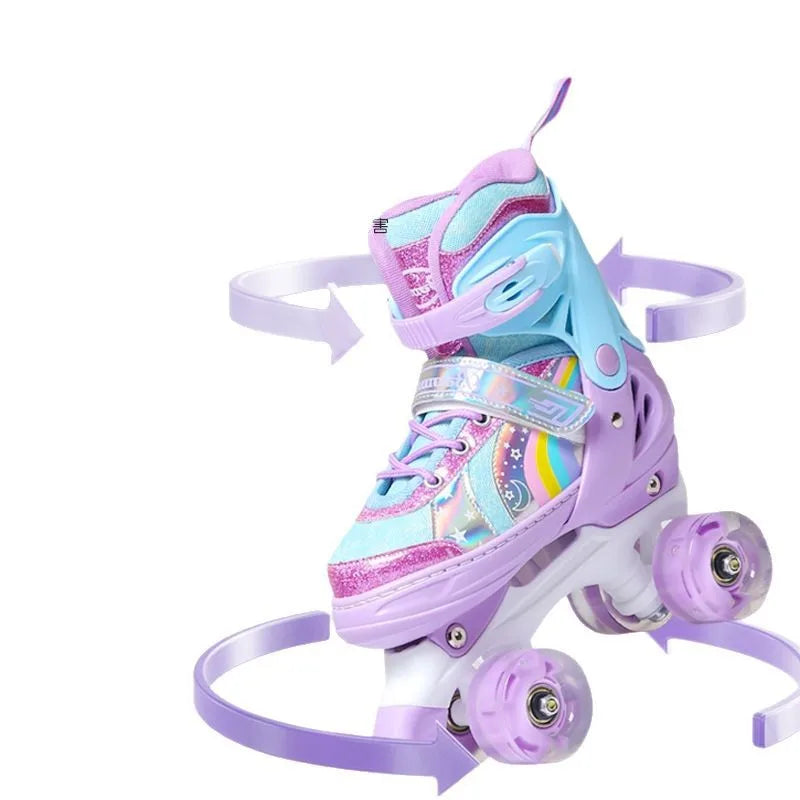 Children's Colorful 4-Wheel Flashing Roller Skates – Beginner Skates for Boys & Girls Ages 2-12