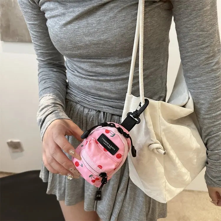 Women Small Bag Mini Lipstick Headphones Trendy Fashionable Pendant Bag Simple Niche Design Fabric Single-shoulder Crossbody Bag