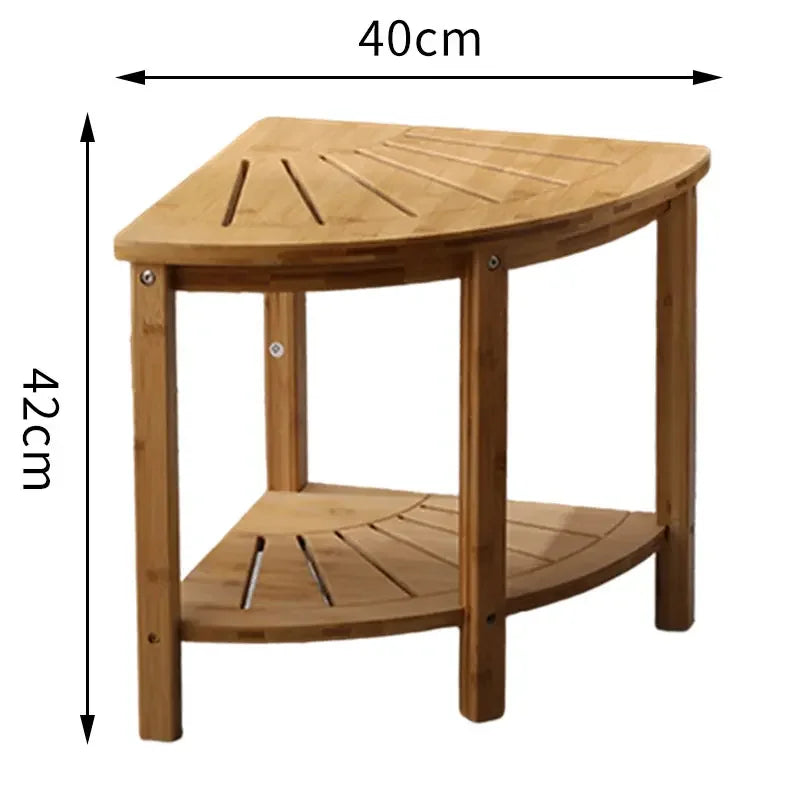 Bamboo Anti-Slip Shower Bench with Storage Shelf