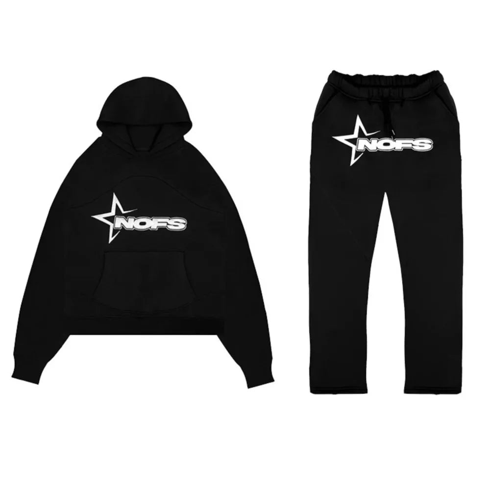 Y2K Harajuku Letter Graphic Hoodie & Goth Pants Set