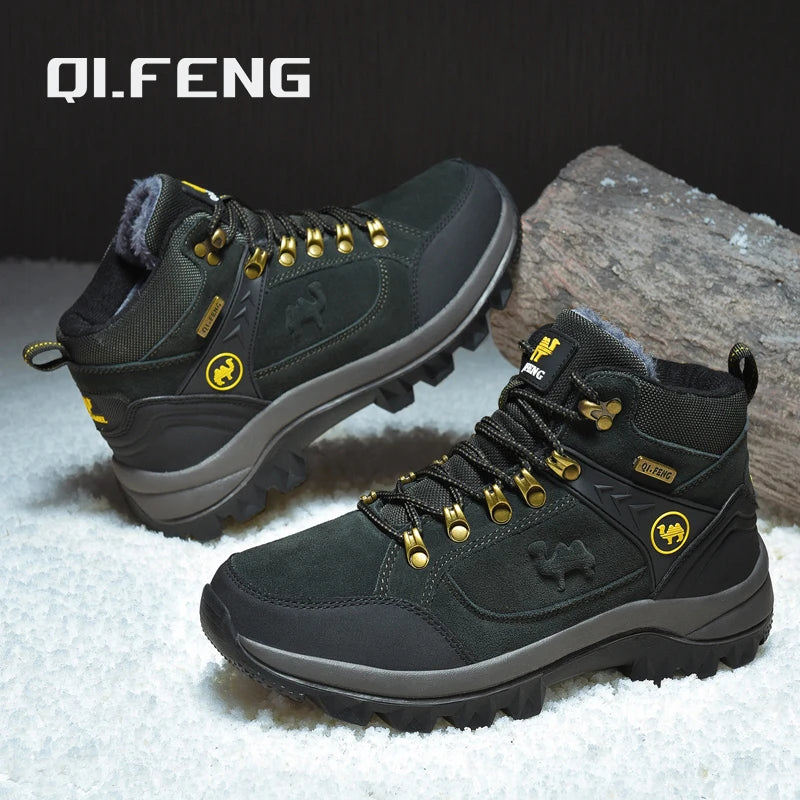 Men's Suede Shearling-Lined Winter Ankle Boots