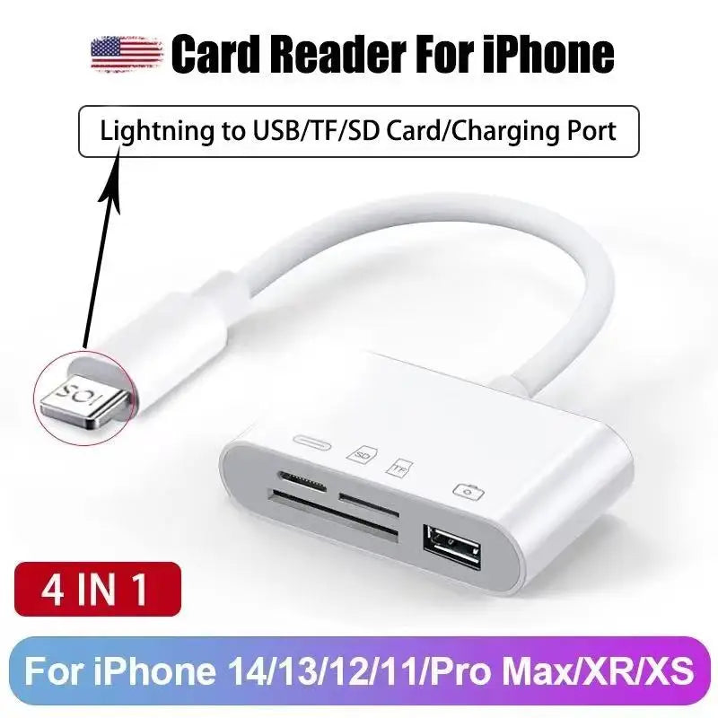 3-in-1 Lightning & USB-C SD/TF Card Reader Adapter – Camera Adapter for iPhone, iPad & USB Flash Drives